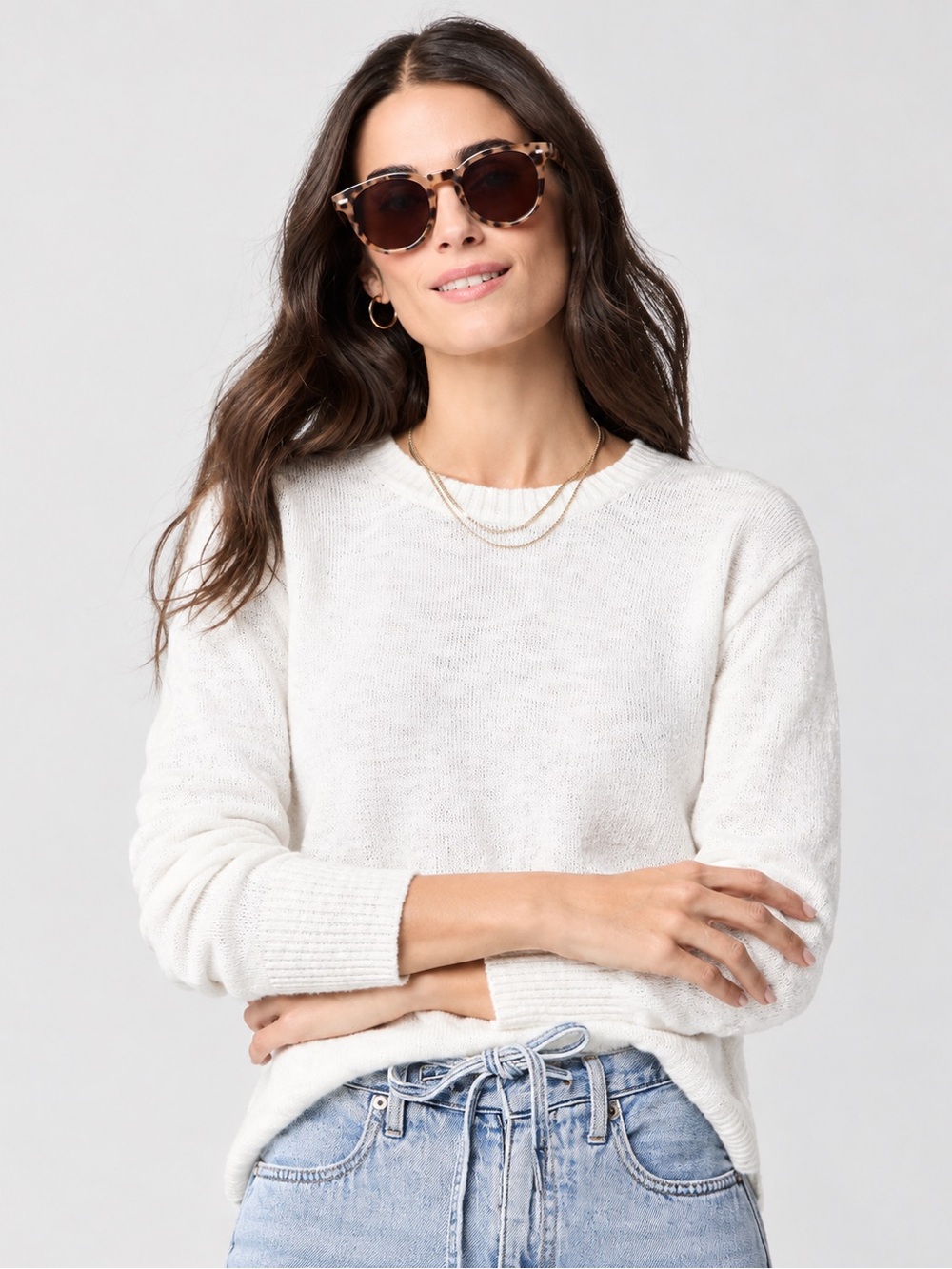 J. Crew  factory Soft Off-White Crewneck beach sweater , size S , with defect,